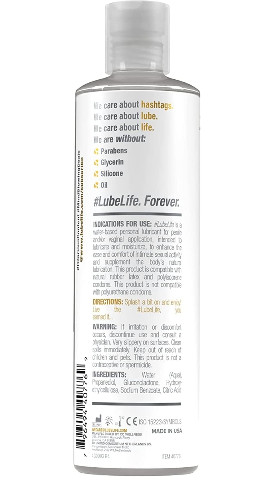 Lube Life 40776 8oz Water Based Lubricant for sale online