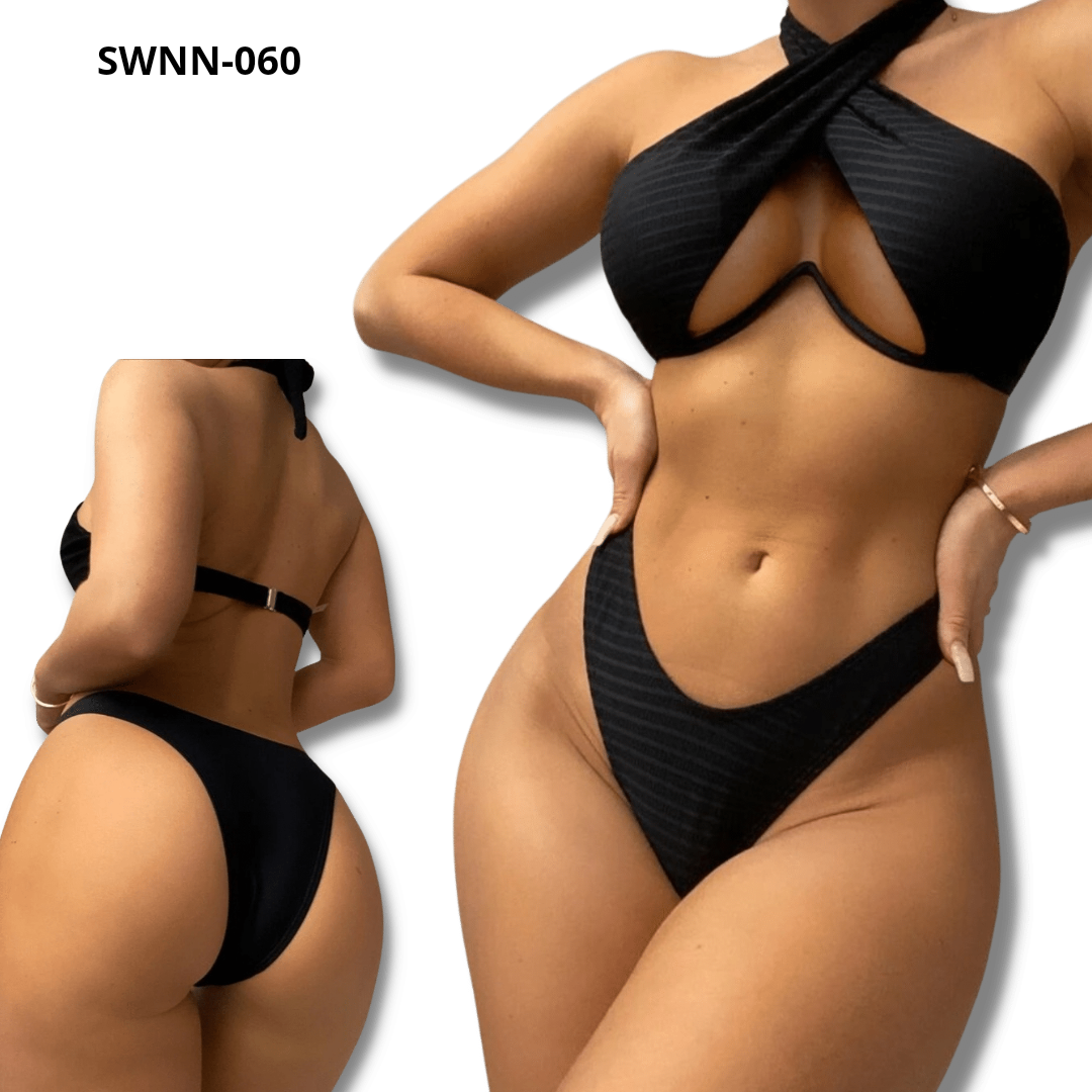 Cross Halter Underwire High CutOut Bikini Swimsuit 060 Novelty