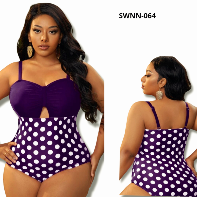 Plus Polka Dot Cut Out One Piece Swimsuit - 064
