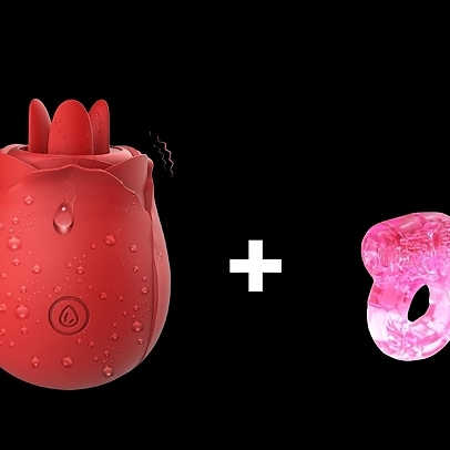 Petal 2 in 1 Rose and Get Me There Penis Ring Bundle