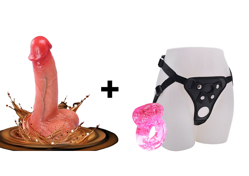 White Chocolate Dildo, Get Me There Penis Ring & Strap Bundle - Image 2