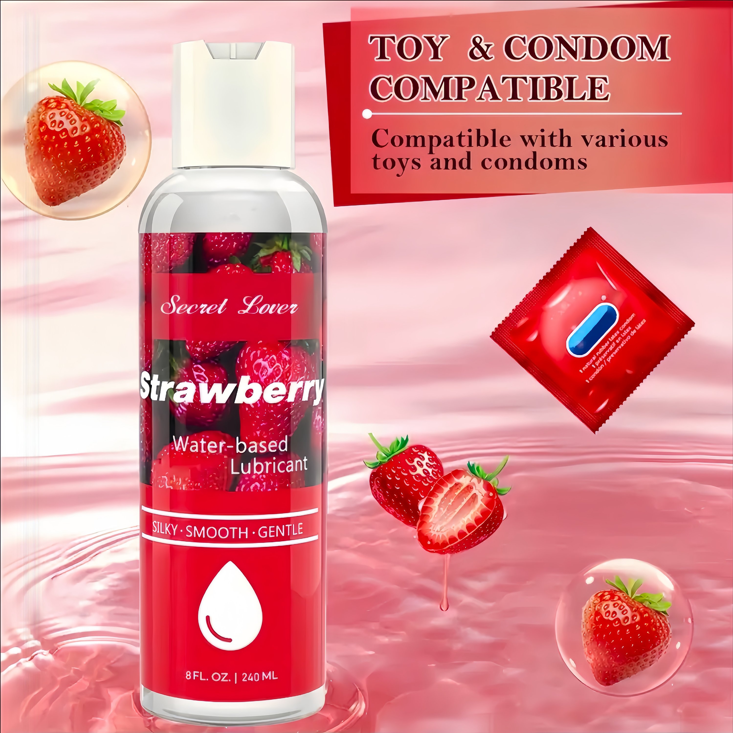 Secret 8oz Strawberry Lubricant - Vaginal & Anal - Image 2