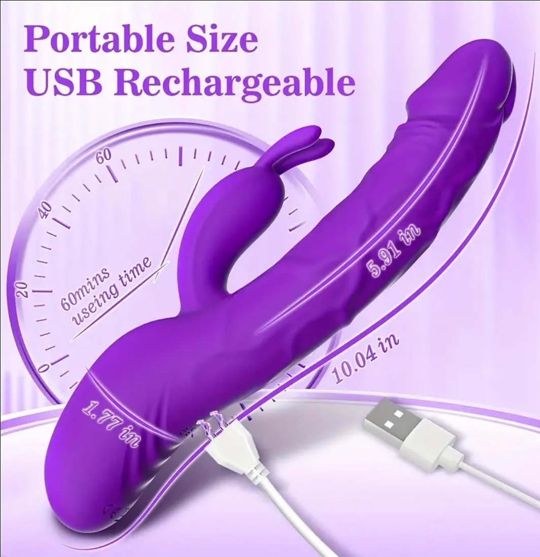 Blush Bunny Thrusting Rabbit Vibrator - Purple - Image 3